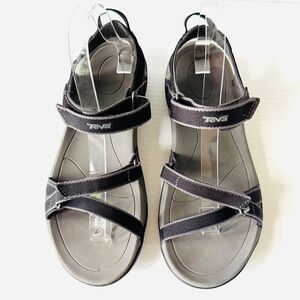 Teva Verra Sandals Black Gray Strappy Comfort Footbed Outdoors Casual Wm’s Sz 8